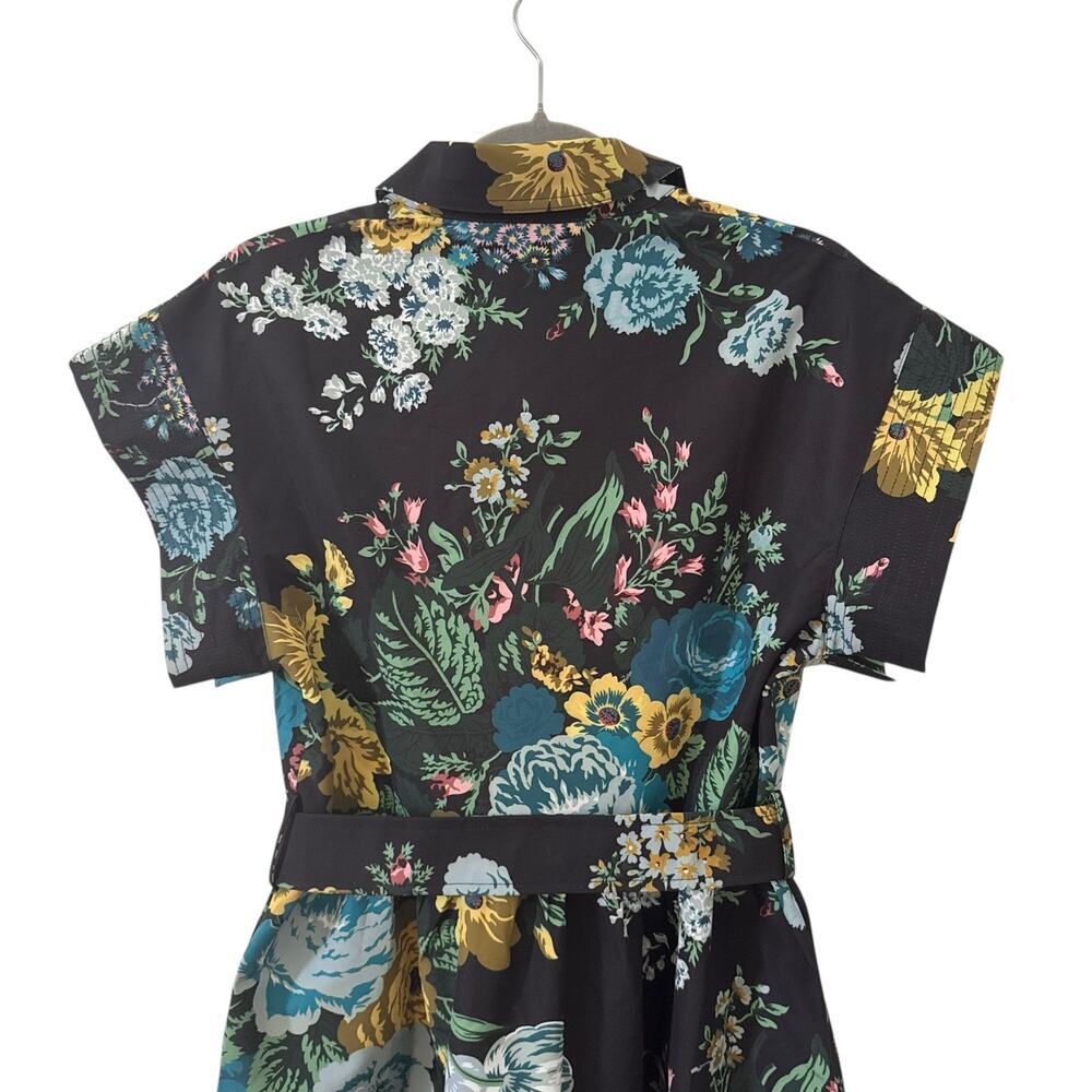 NWT Tuckernuck Chloe Black Verdant Floral Belted Midi Dress Sz Large - Picture 10 of 13